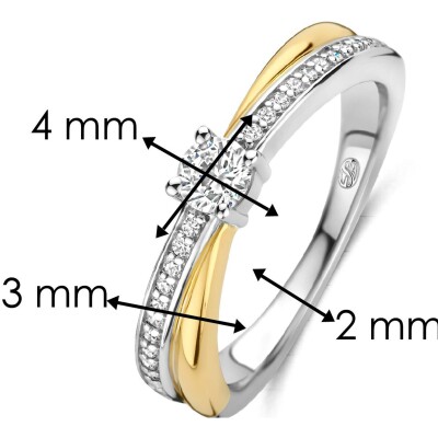 Bague Ti Sento en argent doré et oxyde de zirconium, taille 54