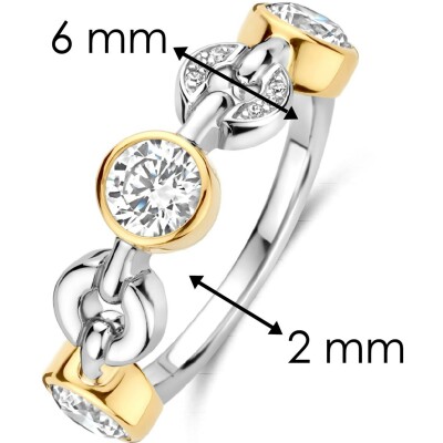 Bague Ti Sento en argent doré et oxyde de zirconium