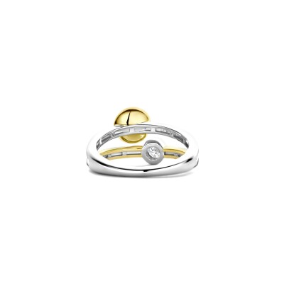 Bague Ti Sento en argent doré, perles et oxyde de zirconium, taille 56
