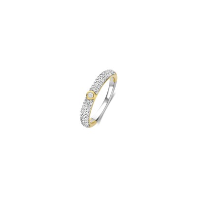 Bague Ti Sento en argent doré et oxyde de zirconium, taille 52