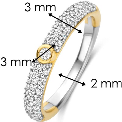 Bague Ti Sento en argent doré et oxyde de zirconium, taille 52
