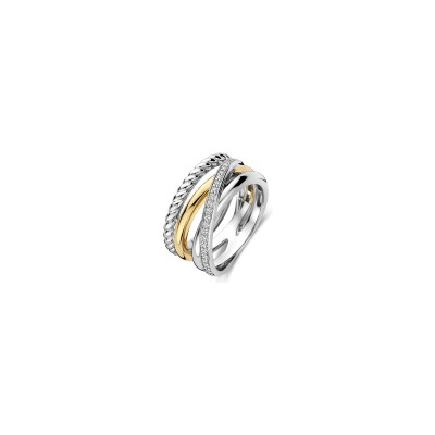 Bague Ti Sento en argent doré et oxyde de zirconium, taille 56