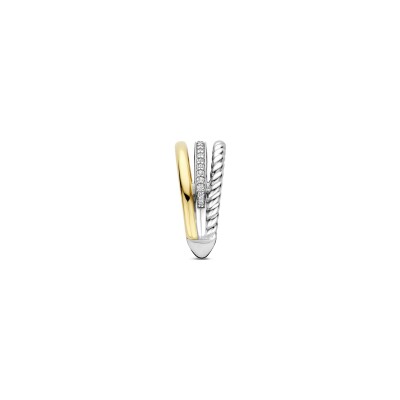 Bague Ti Sento en argent doré et oxyde de zirconium, taille 54