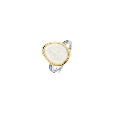 Bague Ti Sento en argent doré et cristal synthétique, taille 56