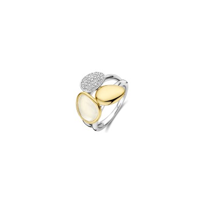 Bague Ti Sento en argent doré et cristal synthétique, taille 56