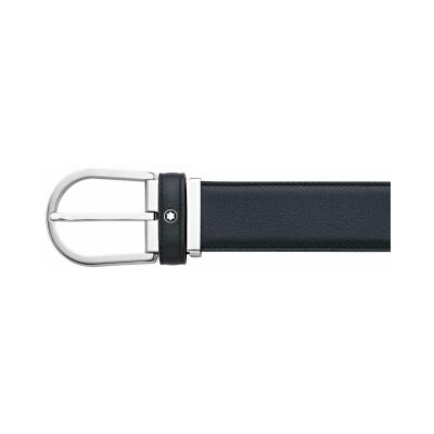 Montblanc Horseshoe buckle blue 35mm leather belt