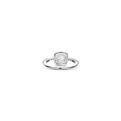 Bague Ti Sento en argent plaqué platine et oxyde de zirconium, taille 54