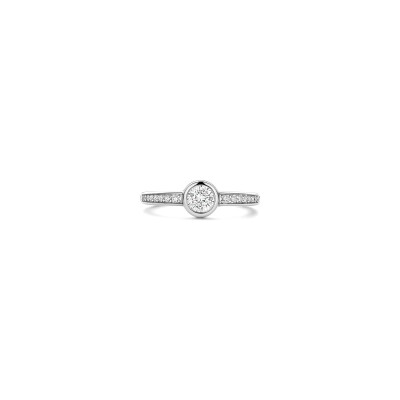 Bague Ti Sento en argent plaqué platine et oxyde de zirconium, taille 56