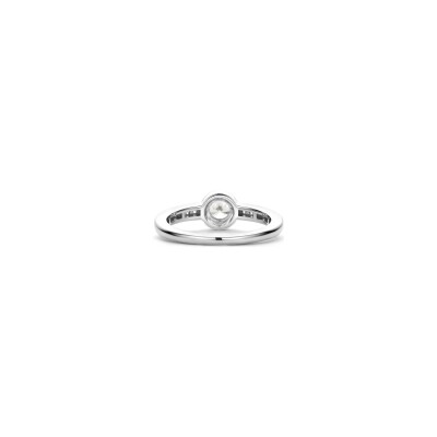 Bague Ti Sento en argent plaqué platine et oxyde de zirconium, taille 56