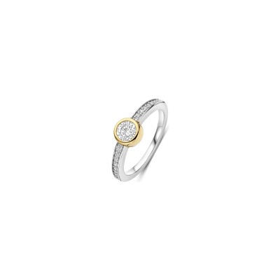 Bague Ti Sento en argent doré et oxyde de zirconium, taille 54