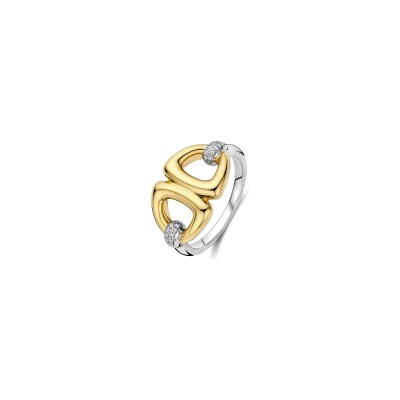 Bague Ti Sento en argent doré et oxyde de zirconium, taille 56