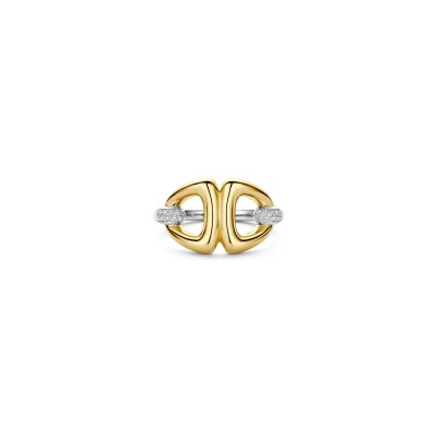 Bague Ti Sento en argent doré et oxyde de zirconium, taille 56