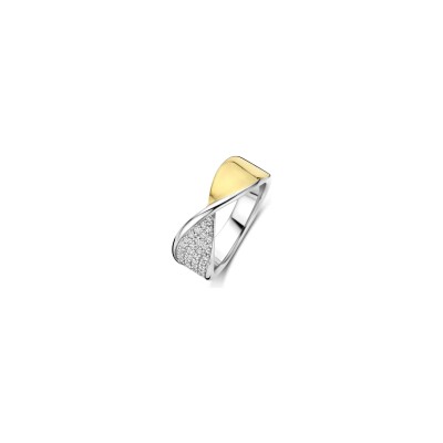 Bague Ti Sento en argent doré et oxyde de zirconium, taille 56