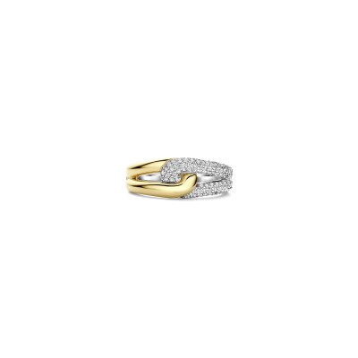 Bague Ti Sento en argent doré et oxyde de zirconium, taille 56