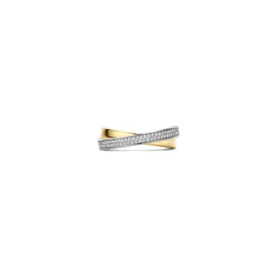 Bague Ti Sento en argent doré et oxyde de zirconium, taille 56