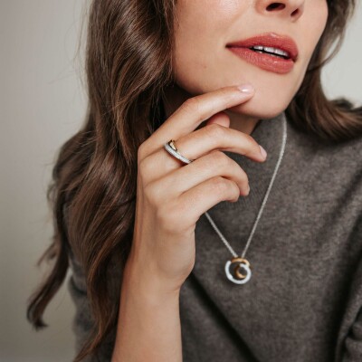 Bague Ti Sento en argent doré et oxyde de zirconium, taille 56