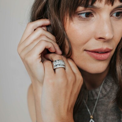 Bague Ti Sento en argent plaqué platine et oxyde de zirconium, taille 60