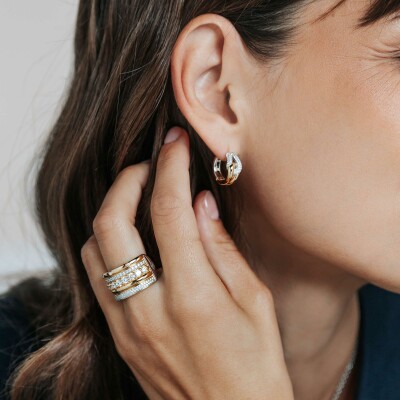 Bague Ti Sento en argent doré et oxyde de zirconium, taille 58