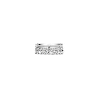 Bague Ti Sento en argent plaqué platine et oxyde de zirconium, taille 56