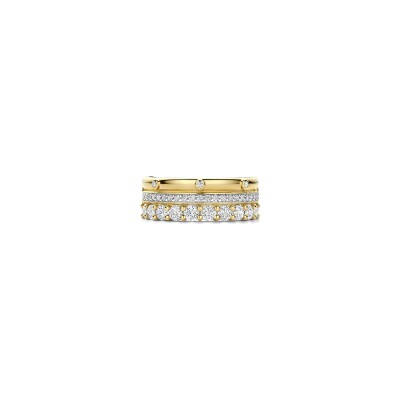 Bague Ti Sento en argent doré et oxyde de zirconium, taille 56