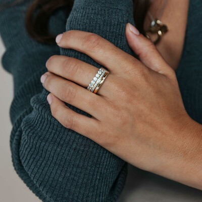 Bague Ti Sento en argent doré et oxyde de zirconium, taille 56