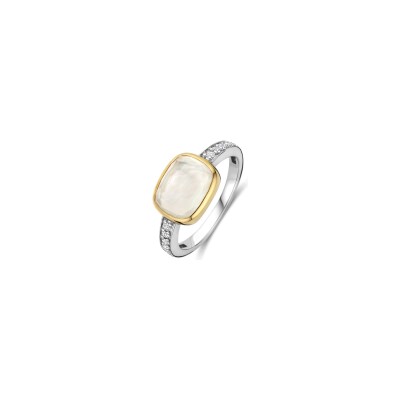 Bague Ti Sento en argent doré et cristal synthétique, taille 56