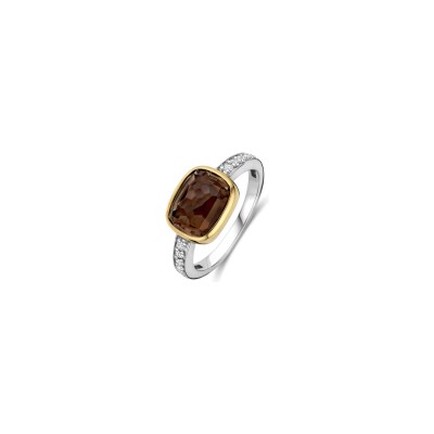 Bague Ti Sento en argent doré et cristal synthétique, taille 54