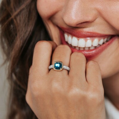Bague Ti Sento en argent doré et cristal synthétique, taille 56