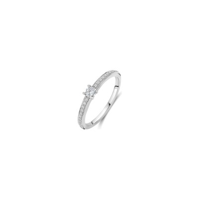 Bague Ti Sento en argent plaqué platine et oxyde de zirconium, taille 52