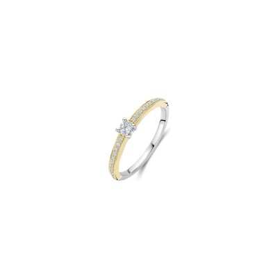 Bague Ti Sento en argent doré et oxyde de zirconium, taille 56