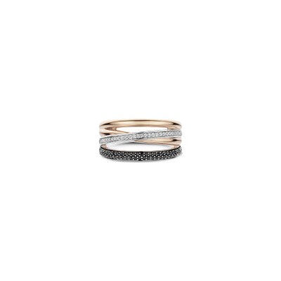 Bague Ti Sento en argent plaqué or rose et oxyde de zirconium, taille 58