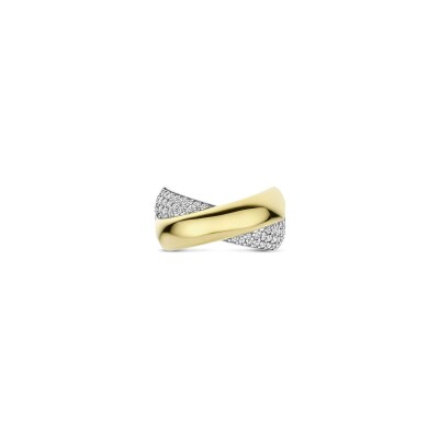Bague Ti Sento en argent doré et oxyde de zirconium, taille 58
