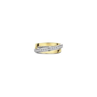 Bague Ti Sento en argent doré et oxyde de zirconium, taille 56