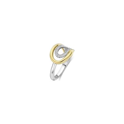 Bague Ti Sento en argent doré et oxyde de zirconium, taille 56