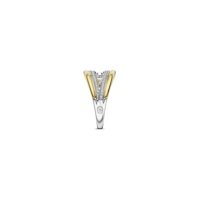 Bague Ti Sento en argent doré et oxyde de zirconium, taille 56