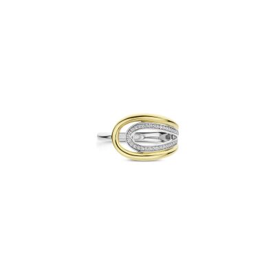Bague Ti Sento en argent doré et oxyde de zirconium, taille 56