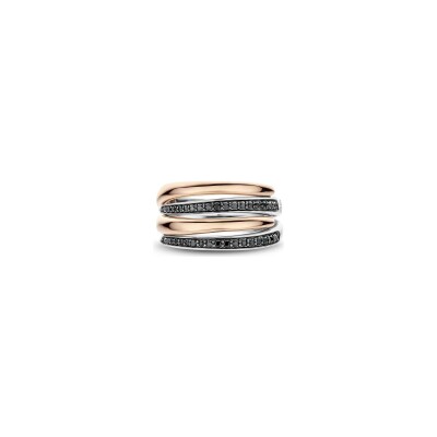 Bague Ti Sento en argent plaqué or rose et oxyde de zirconium, taille 56