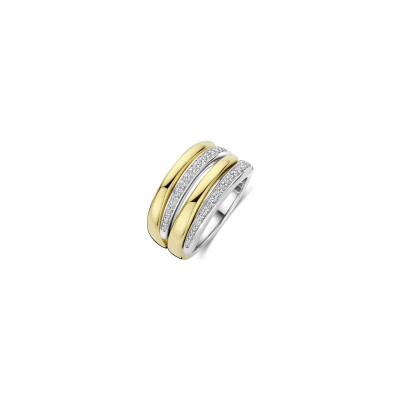 Bague Ti Sento en argent doré et oxyde de zirconium, taille 56