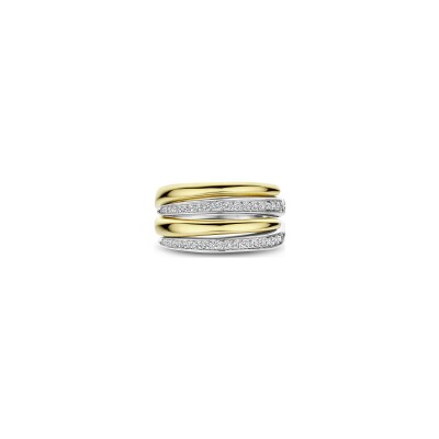 Bague Ti Sento en argent doré et oxyde de zirconium, taille 56