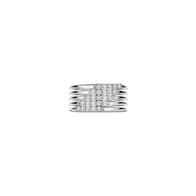 Bague Ti Sento en argent plaqué platine et oxyde de zirconium, taille 60