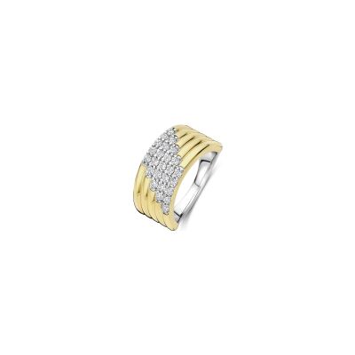 Bague Ti Sento en argent doré et oxyde de zirconium, taille 60