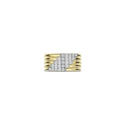 Bague Ti Sento en argent doré et oxyde de zirconium, taille 60