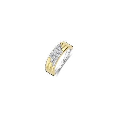 Bague Ti Sento en argent doré et oxyde de zirconium, taille 56