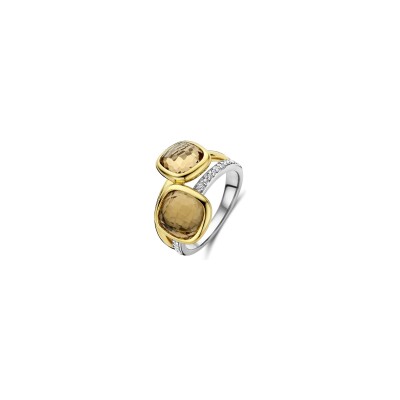 Bague Ti Sento en argent doré et oxydes de zirconium