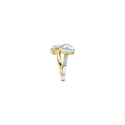 Bague Ti Sento en argent doré et oxyde de zirconium, taille 54