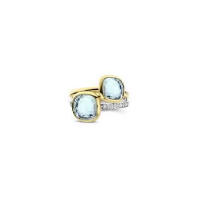 Bague Ti Sento en argent doré et oxyde de zirconium, taille 54