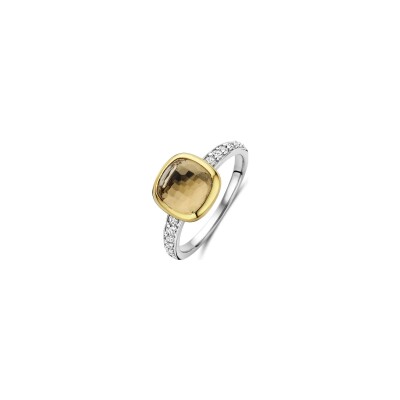 Bague Ti Sento en argent doré et oxydes de zirconium