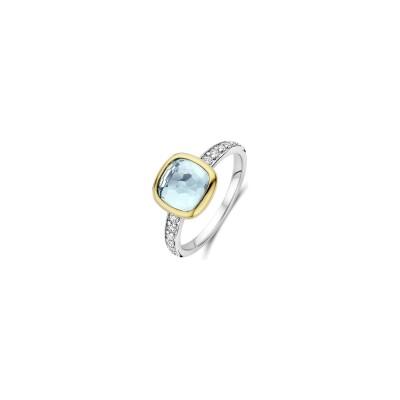 Bague Ti Sento en argent doré et oxyde de zirconium, taille 52
