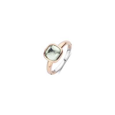 Bague Ti Sento en argent plaqué or rose et oxyde de zirconium, taille 58