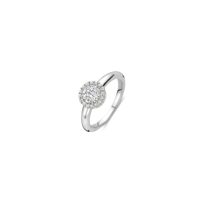 Bague Ti Sento en argent plaqué platine et oxyde de zirconium, taille 52